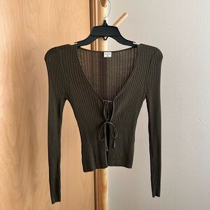 Aritzia Wilfred Tie Front Alchemy Top